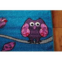 Detský koberec sovička - tyrkysový
