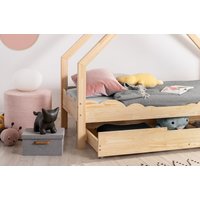 Detská Domčekové posteľ so zásuvkou z masívu LOCA D - 160x80 cm