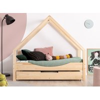Detská Domčekové posteľ so zásuvkou z masívu LOCA E - 160x70 cm