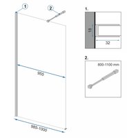 Kúpeľňová pevná zástena MAXMAX Rea AERO 100 cm - čierna matná - číre sklo