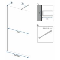 Kúpeľňová pevná zástena MAXMAX Rea AERO 90 cm - čierna matná - číre sklo