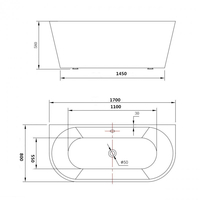 Prístenná akrylátová vaňa MEXEN OVAL 170x80 cm - biela, 52671708000