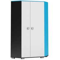 Rohová šatníková skriňa s policami a tyčou na ramienka - BLUE - vysoký lesk