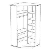 Rohová šatníková skriňa s policami a tyčou na ramienka - BLUE - vysoký lesk