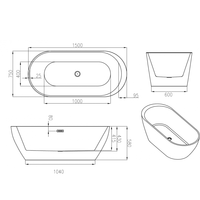 Voľne stojaca akrylátová vaňa MEXEN LIVIA 150x75 cm - biela, 52591507500
