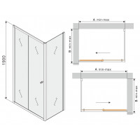 Sprchovací kút maxmax APIA - 125x70 cm - BLACK