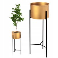 Kovový kvetináč LOFT - 21x21x60 cm - zlatý