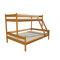 Detská poschodová posteľ s rozšíreným spodným lôžkom z MASÍVU 200x90cm SO ZÁSUVKAMI - PPS002