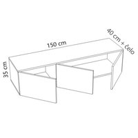Závesný televízny stolík MODERN - 150x40x35 cm - s madlami