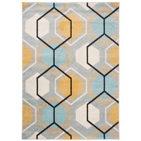 Kusový koberec AZUR plást - sivý / tyrkysový / oranžový