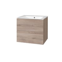 Kúpeľňová skrinka s keramický umývadlom 60 cm, dub