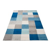 Kusový koberec AZUR bloky - sivý / tyrkysový / modrý