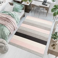 Kusový koberec AZUR pruhy - biely/ružový/sivý/čierny