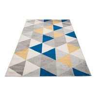 Kusový koberec AZUR trojuholníky typ A - šedý/žltý/modrý