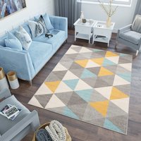Kusový koberec AZUR trojuholníky typ A - sivý/žltý/tyrkysový