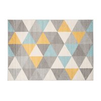 Kusový koberec AZUR trojuholníky typ A - sivý/žltý/tyrkysový
