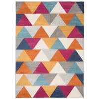 Kusový koberec AZUR trojuholníky typ D - biely / oranžový / červený / modrý
