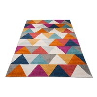 Kusový koberec AZUR trojuholníky typ D - šedý/biely/červený/modrý