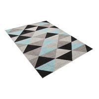 Kusový koberec AZUR trojuholníky typ E - čierny/sivý/tyrkysový