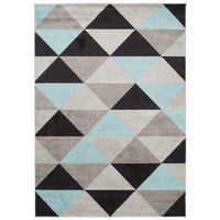 Kusový koberec AZUR trojuholníky typ E - čierny/sivý/tyrkysový