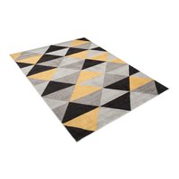Kusový koberec AZUR trojuholníky typ E - čierny / sivý / žltý