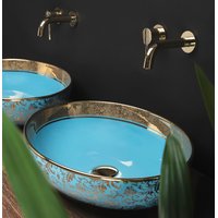 Keramické umývadlo MAXMAX Rea MARGOT - modré/zlaté - orientálny vzor