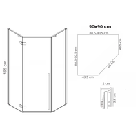 Sprchovací kút MAXMAX Rea DIAMOND 90x90 cm - zlatý