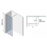 Kúpeľňová pevná zástena maxmax KIOTO BLACK 120 cm - číre / mat