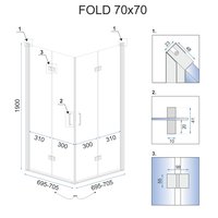 Sprchovací kút MAXMAX Rea FOLD 70x70 cm