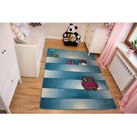 SKLADOM: Detský koberec KIDS sovička - modrý - 240x330 cm
