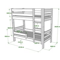 Detská poschodová posteľ z masívu GABI - 190x80 cm