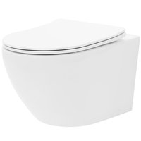 Závesné WC MAXMAX Rea Carlo mini RIMLESS + Duroplast sedátko flat - biele