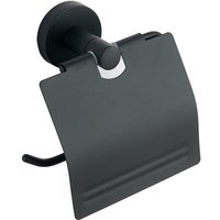 Držiak toaletného papiera MEXEN REMO s krytom - kovový - čierny matný, 7050733-70
