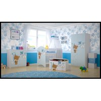 NA SKLADE: Detská postieľka MODRÝ MACKO 120x60 cm bez šuplíka - modrá + biele priečky