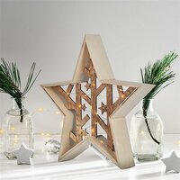 Dekoračné LED hviezda - 30 cm - drevená