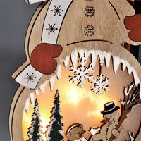 Dekoračné LED snehuliak - drevený