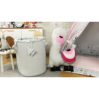 Detský stan TEEPEE (TÍPÍ) LUXURY s doplnkami - LAMA A KAMARÁTI - šedo / ružový