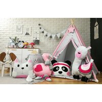Detský stan TEEPEE (TÍPÍ) LUXURY s doplnkami - LAMA A KAMARÁTI - šedo / ružový