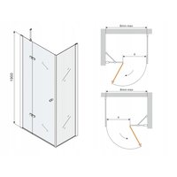 Sprchovací kút ROMA 100x100 cm - zlatý - číre sklo