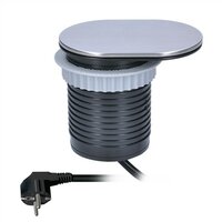 Vstavaná zásuvka do dosky s posuvnou krytkou - 1 zásuvka + USB - strieborná