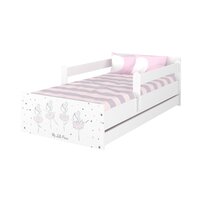 Detská posteľ MAX - 180x90 cm - RUŽOVÁ BALETKA - biela