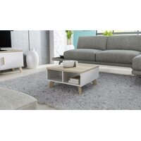 Konferenčný stolík LEILA - 60x60x35 cm - biely / dub sonoma