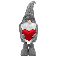 Vianočný škriatok 100 cm - šedý so srdiečkom - výškovo nastaviteľný