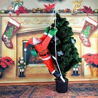 Vianočná svietiace LED dekorácie Santa na rebríku - 95 cm