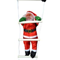 Vianočná svietiace LED dekorácie Santa na rebríku - 95 cm