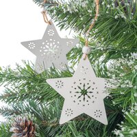 Vianočné závesné ozdoby na stromček z dreva 2 ks - biele hviezdičky