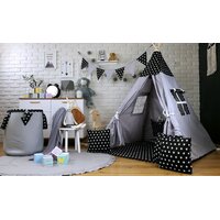 Detský stan TEEPEE (TÍPÍ) HVIEZDIČKY s doplnkami - šedočierny