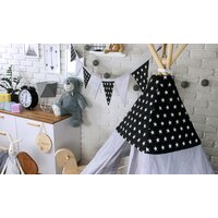 Detský stan TEEPEE (TÍPÍ) HVIEZDIČKY s doplnkami - šedočierny