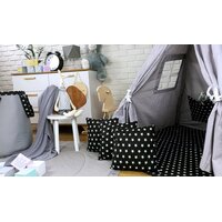Detský stan TEEPEE (TÍPÍ) HVIEZDIČKY s doplnkami - šedočierny
