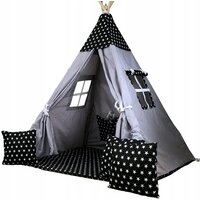 Detský stan TEEPEE (TÍPÍ) HVIEZDIČKY s doplnkami - šedočierny